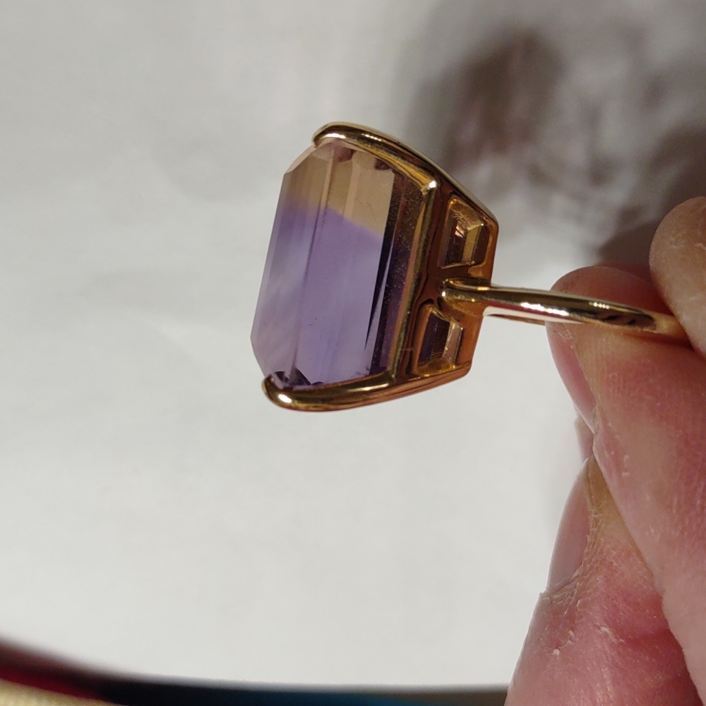 Ametrine ring 14kt yellow gold Large Statement Ring - Picture 8 of 17